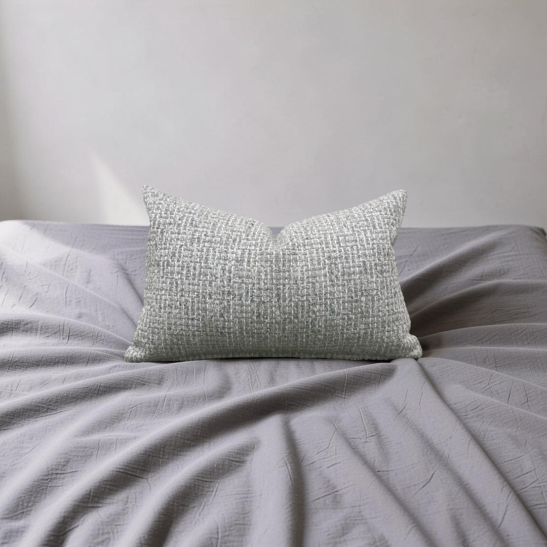 Lumbar Pillow Gray and Cream weave 12x18" Knife Edge Cover
