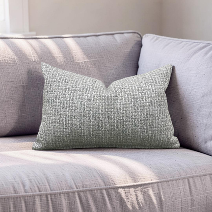 Lumbar Pillow Gray and Cream weave 12x18" Knife Edge Cover
