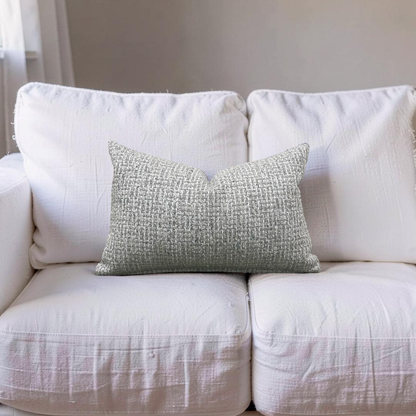Lumbar Pillow Gray and Cream weave 12x18" Knife Edge Cover