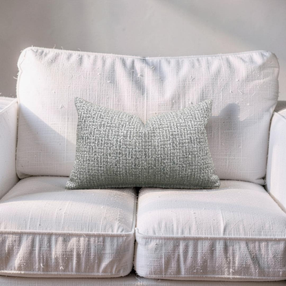 Lumbar Pillow Gray and Cream weave 12x18" Knife Edge Cover