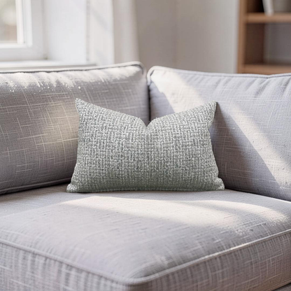 Lumbar Pillow Gray and Cream weave 12x18" Knife Edge Cover