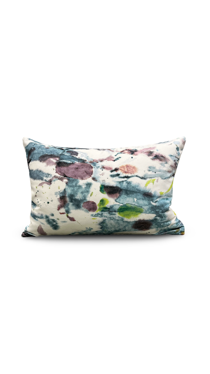 Watered Pop of Turquoise 12x18" Knife Edge Decorative Lumbar Pillow