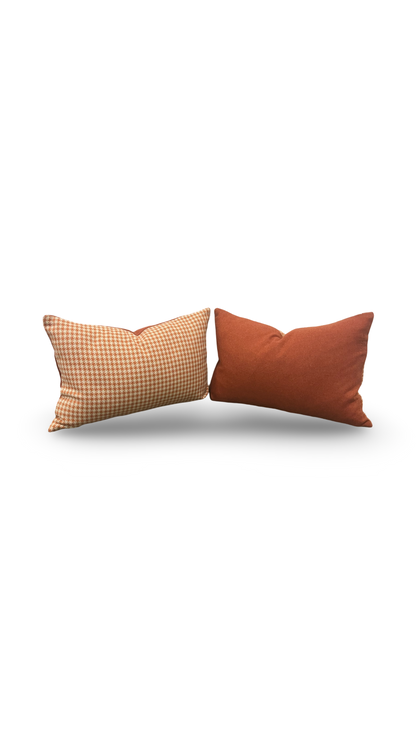 Paprika Small Houndstooth 12X18" Knife Edge Decorative Lumbar Pillow