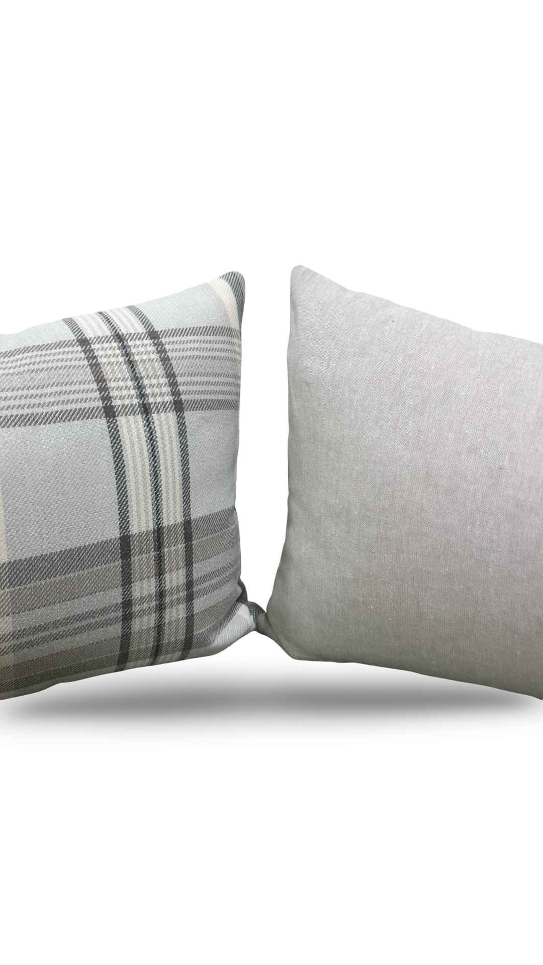 Lumbar Pillow - Gray and Taupe Plaid 12X18" Knife Edge Cover