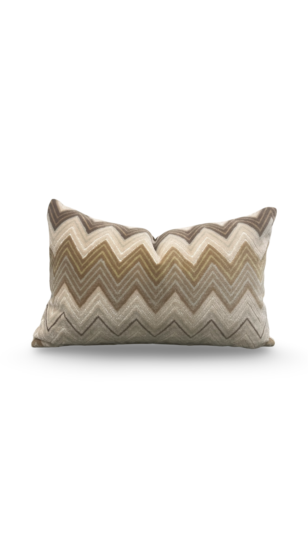 Decorative pillow with zigzag pattern on a white background