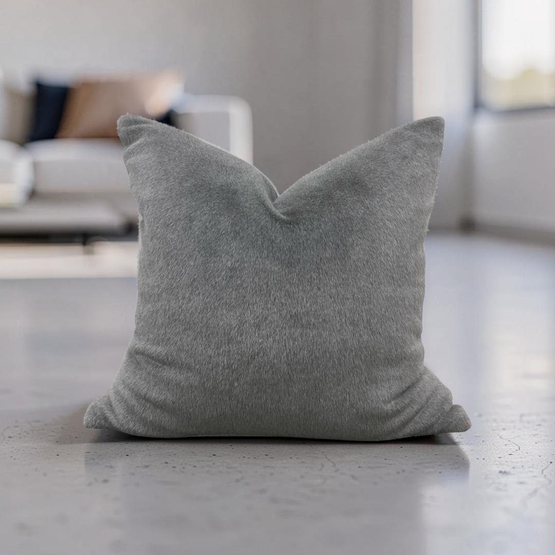 Fur Decorative Pillow Soft Gray 22x22" Knife Edge Cover