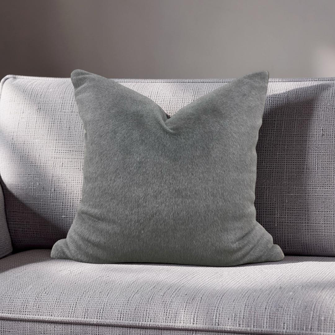 Fur Decorative Pillow 20x20" Soft Gray Knife Edge Cover