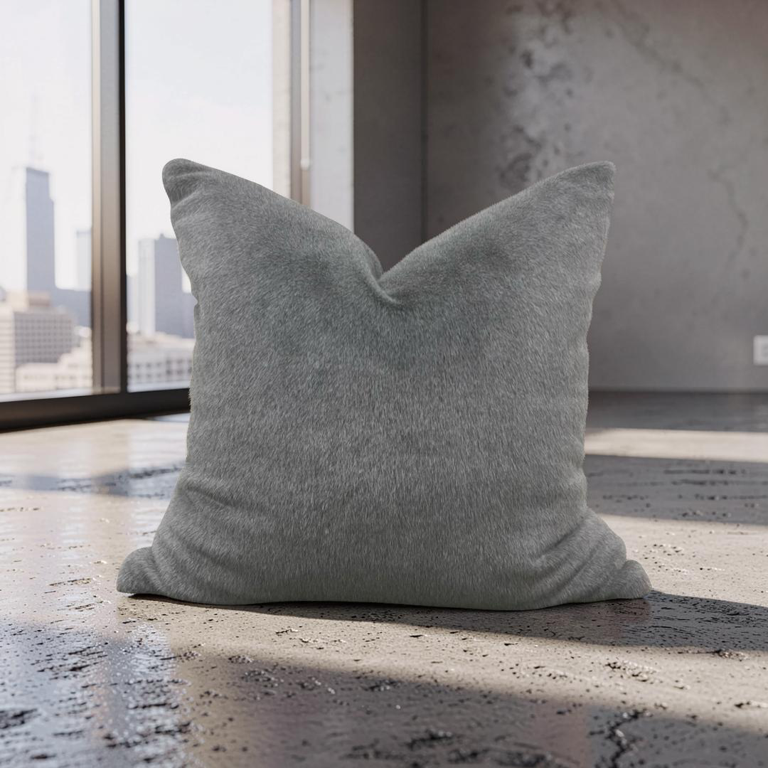 Fur Decorative Pillow Soft Gray 22x22" Knife Edge Cover