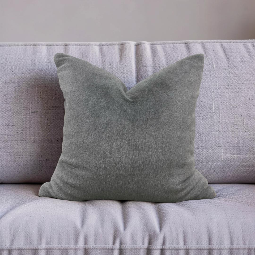 Fur Decorative Pillow 20x20" Soft Gray Knife Edge Cover