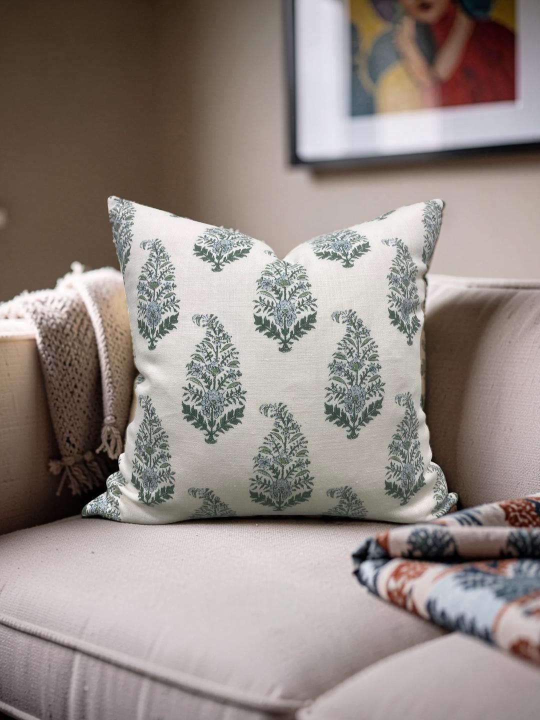 Holland & Sherry Decorative Pillow Mughal Gardens Jodhpur Spring - 22x22" Knife Edge Cover