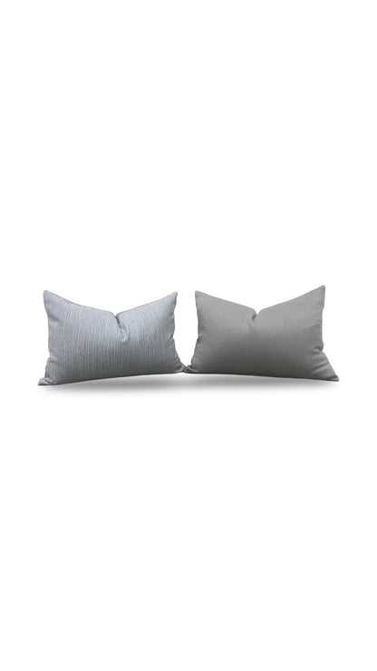 Holland & Sherry Lumbar Pillow Lucerne Ice Blue 12x18" Knife Edge Cover