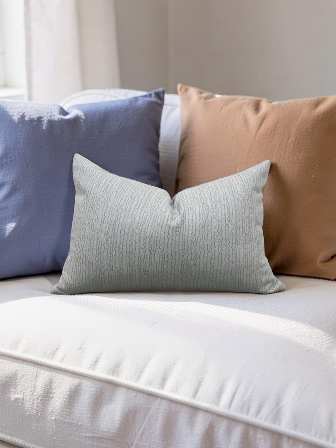 Holland & Sherry Lumbar Pillow Lucerne Ice Blue 12x18" Knife Edge Cover