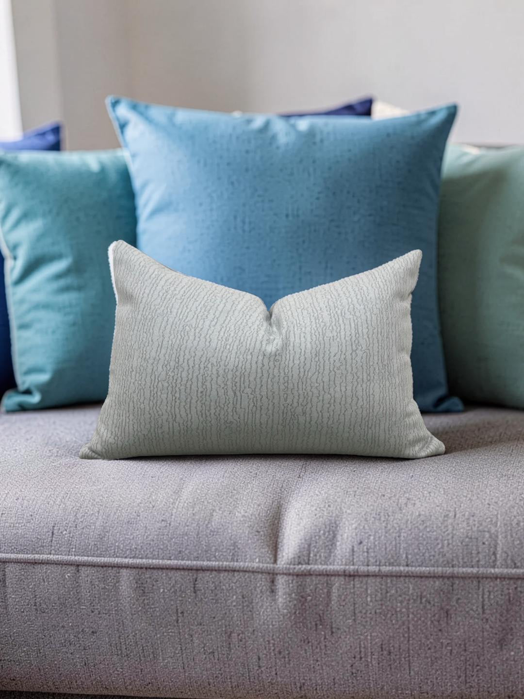 Holland & Sherry Lumbar Pillow Lucerne Ice Blue 12x18" Knife Edge Cover