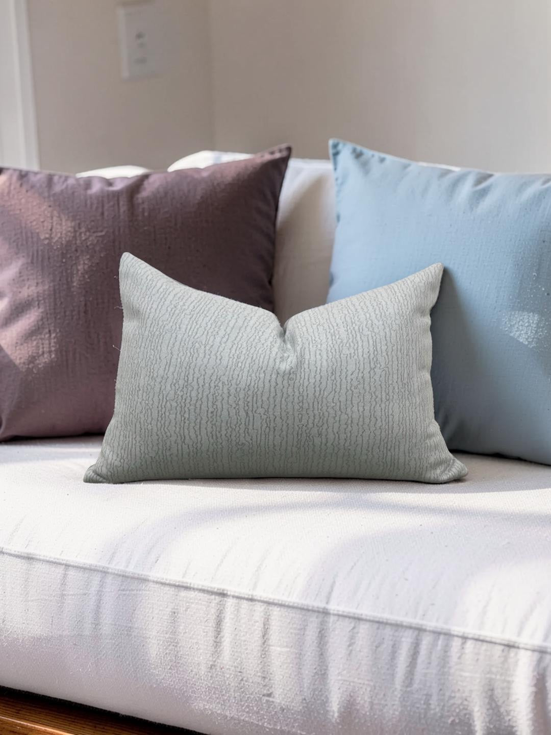 Holland & Sherry Lumbar Pillow Lucerne Ice Blue 12x18" Knife Edge Cover