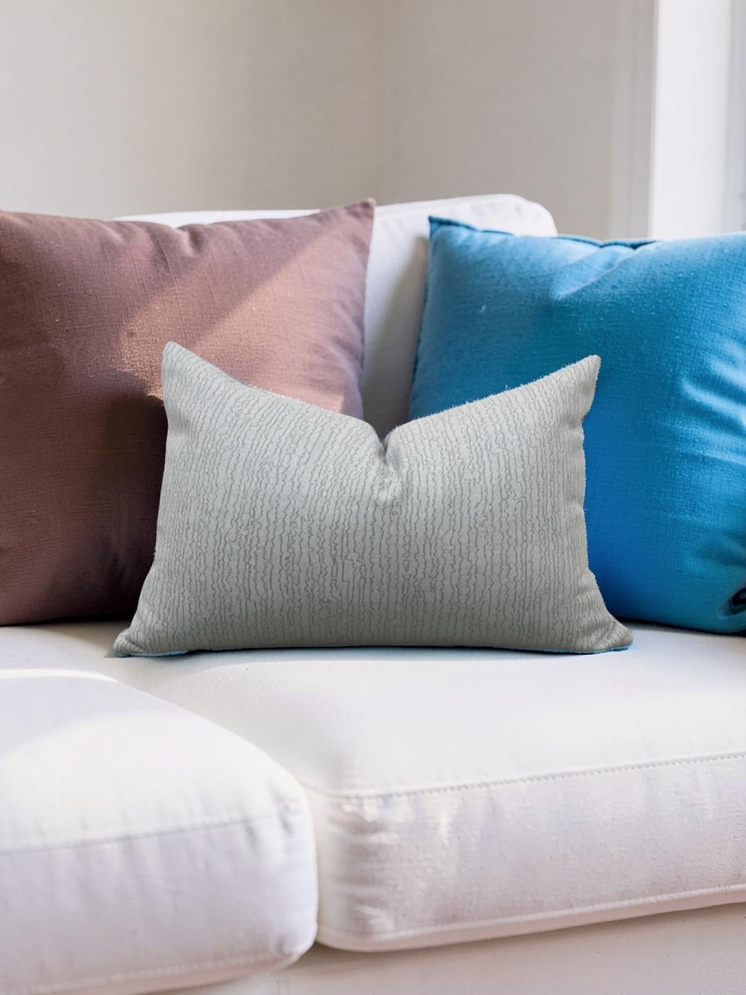 Holland & Sherry Lumbar Pillow Lucerne Ice Blue 12x18" Knife Edge Cover