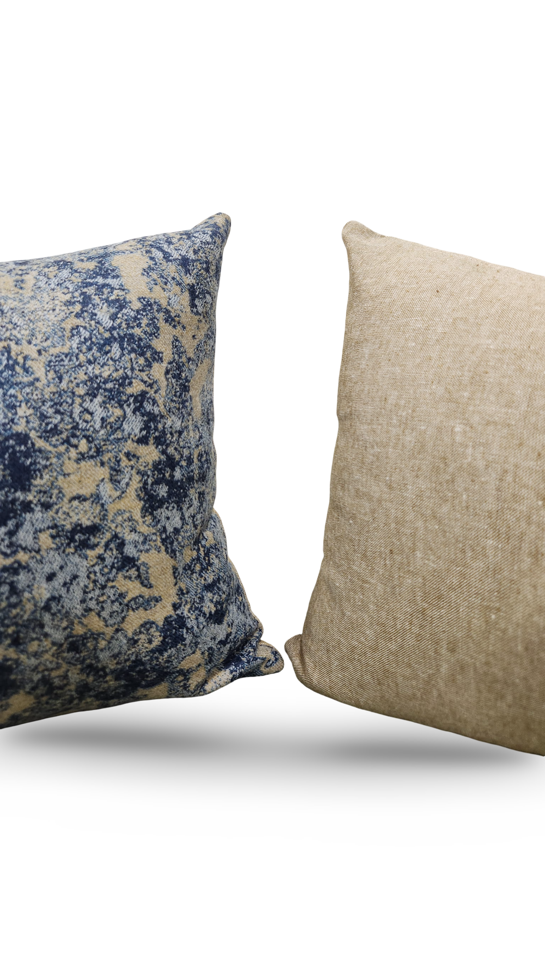 Holland & Sherry Lumbar Pillow Tan and Blue Abstract 12x18" Knife Edge Cover