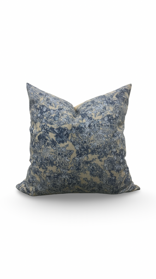 Holland & Sherry Decorative Pillow Blue and Tan Abstract 16x16" Knife Edge Cover