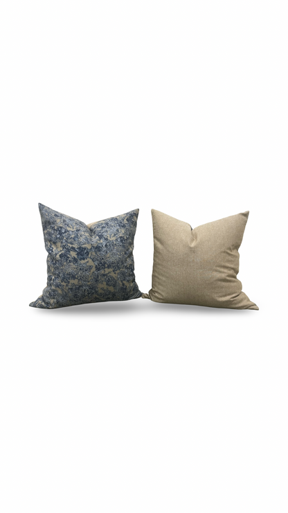Holland & Sherry Decorative Pillow Blue and Tan Abstract 16x16" Knife Edge Cover