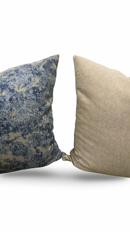 Holland & Sherry Decorative Pillow Blue and Tan Abstract 16x16" Knife Edge Cover