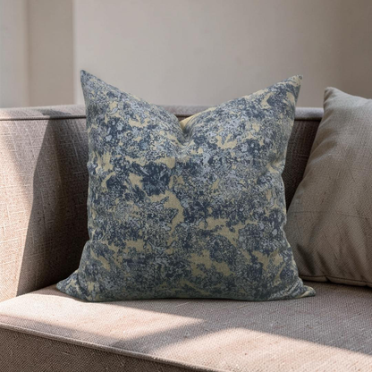 Holland & Sherry Decorative Pillow Blue and Tan Abstract 16x16" Knife Edge Cover