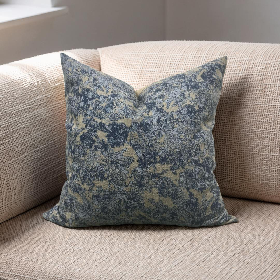 Holland & Sherry Decorative Pillow Blue and Tan Abstract 16x16" Knife Edge Cover