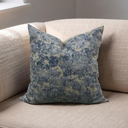 Holland & Sherry Decorative Pillow Blue and Tan Abstract 16x16" Knife Edge Cover