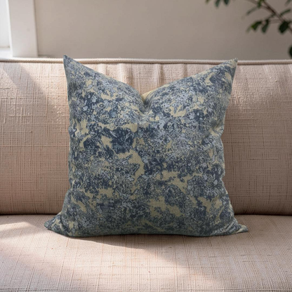 Holland & Sherry Decorative Pillow Blue and Tan Abstract 16x16" Knife Edge Cover