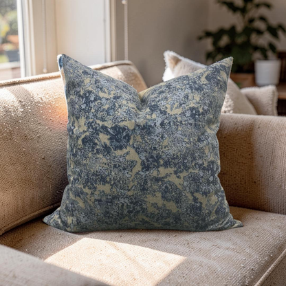 Holland & Sherry Decorative Pillow Blue and Tan Abstract 16x16" Knife Edge Cover