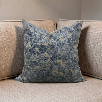 Holland & Sherry Decorative Pillow Blue and Tan Abstract 16x16" Knife Edge Cover
