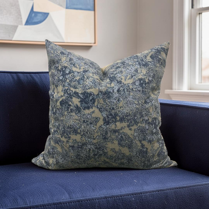 Holland & Sherry Decorative Pillow Blue and Tan Abstract 16x16" Knife Edge Cover