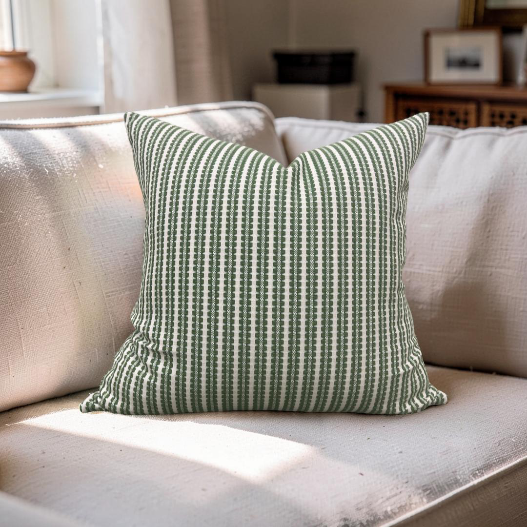 Pepita Stripe Decorative Pillow Kelly First Light 22x22" Knife Edge Cover