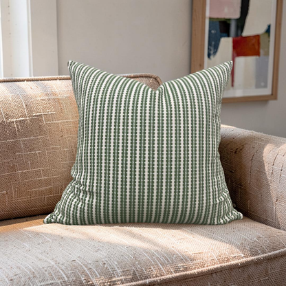 Pepita Stripe Decorative Pillow Kelly First Light 22x22" Knife Edge Cover
