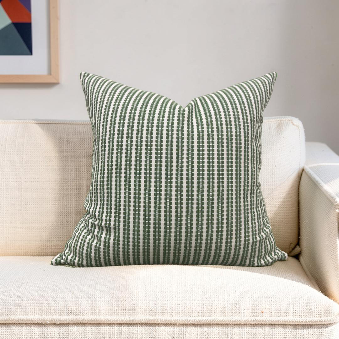 Pepita Stripe Decorative Pillow Kelly First Light 22x22" Knife Edge Cover