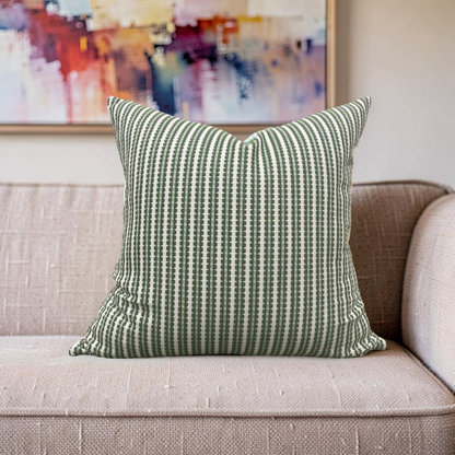 Pepita Stripe Decorative Pillow Kelly First Light 22x22" Knife Edge Cover
