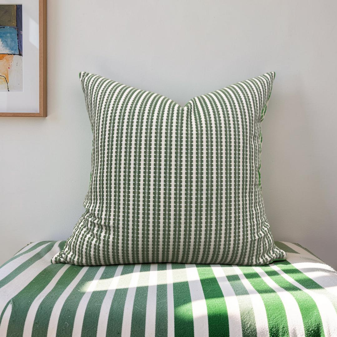 Pepita Stripe Decorative Pillow Kelly First Light 22x22" Knife Edge Cover