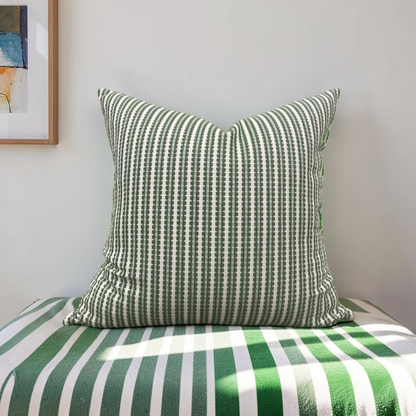 Pepita Stripe Decorative Pillow Kelly First Light 22x22" Knife Edge Cover