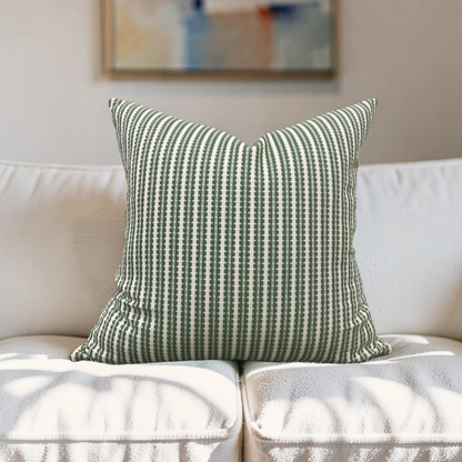 Pepita Stripe Decorative Pillow Kelly First Light 22x22" Knife Edge Cover