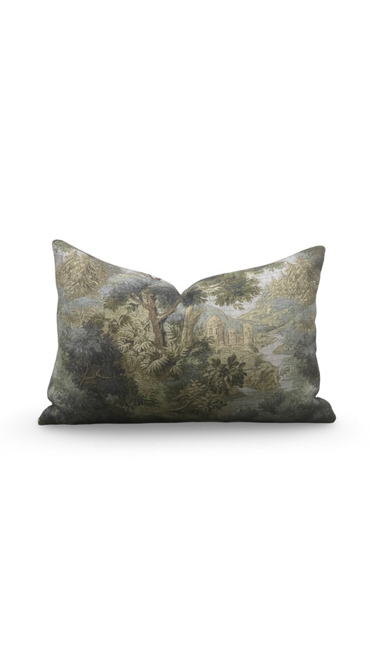 Hickory Chair Fabric Lumbar Pillow Forest Climate 12x18" Knife Edge Cover