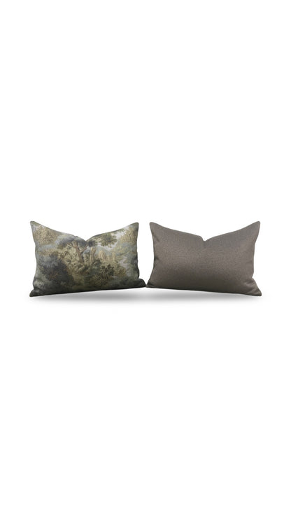 Hickory Chair Fabric Lumbar Pillow Forest Climate 12x18" Knife Edge Cover