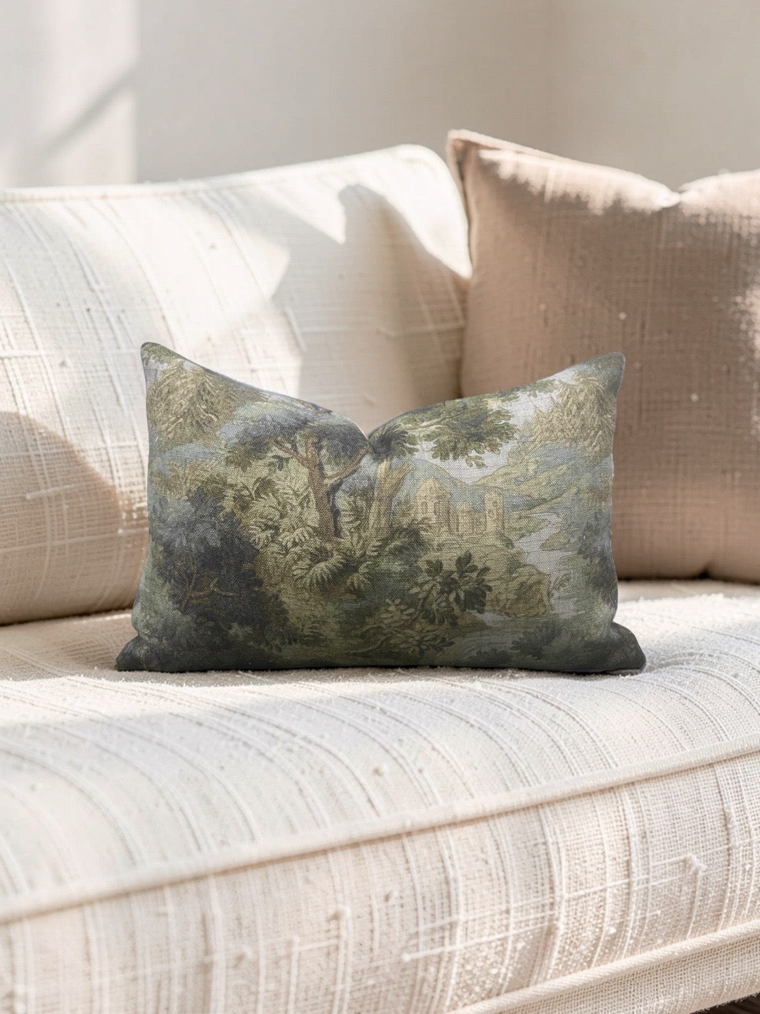 Hickory Chair Fabric Lumbar Pillow Forest Climate 12x18" Knife Edge Cover