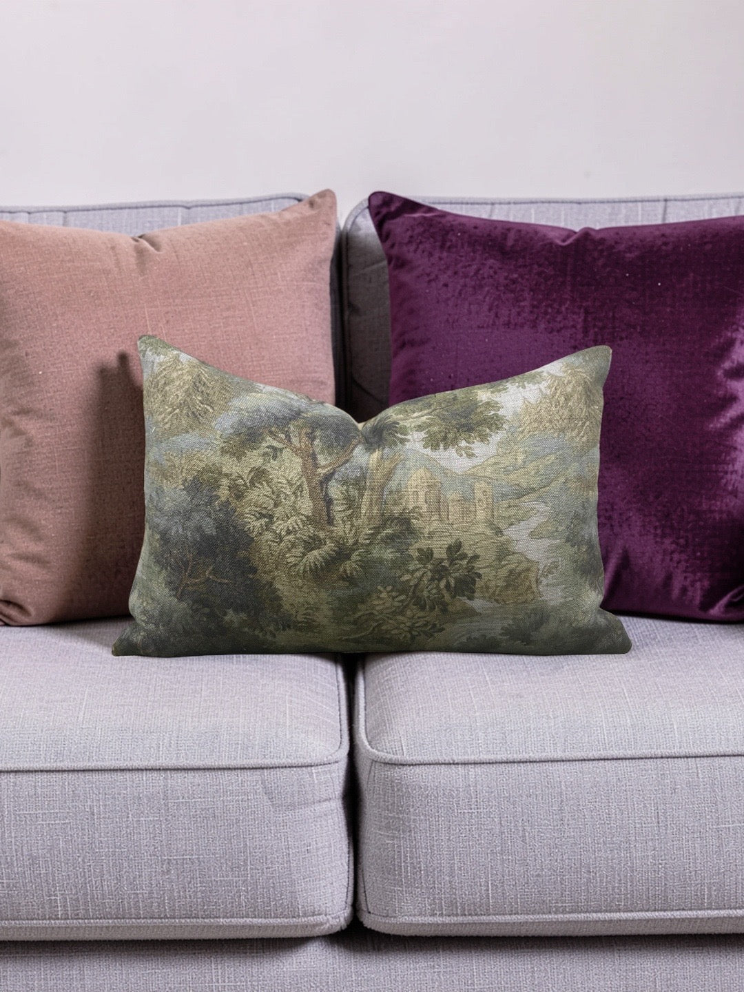 Hickory Chair Fabric Lumbar Pillow Forest Climate 12x18" Knife Edge Cover