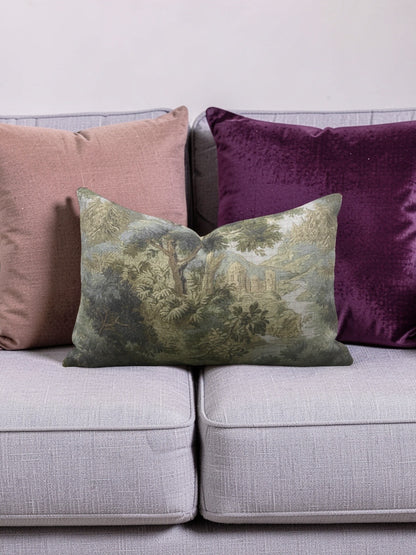 Hickory Chair Fabric Lumbar Pillow Forest Climate 12x18" Knife Edge Cover