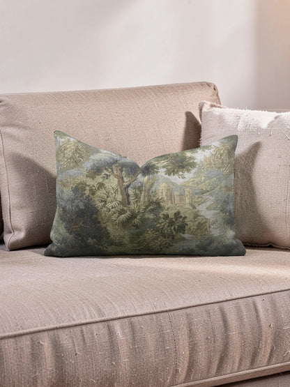 Hickory Chair Fabric Lumbar Pillow Forest Climate 12x18" Knife Edge Cover