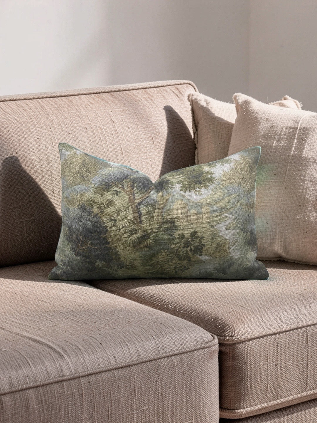 Hickory Chair Fabric Lumbar Pillow Forest Climate 12x18" Knife Edge Cover