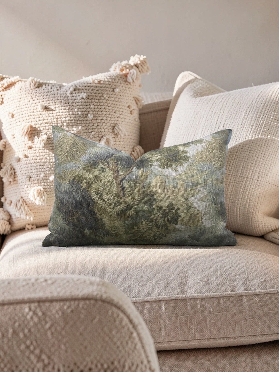 Hickory Chair Fabric Lumbar Pillow Forest Climate 12x18" Knife Edge Cover