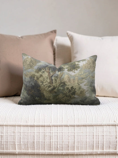 Hickory Chair Fabric Lumbar Pillow Forest Climate 12x18" Knife Edge Cover