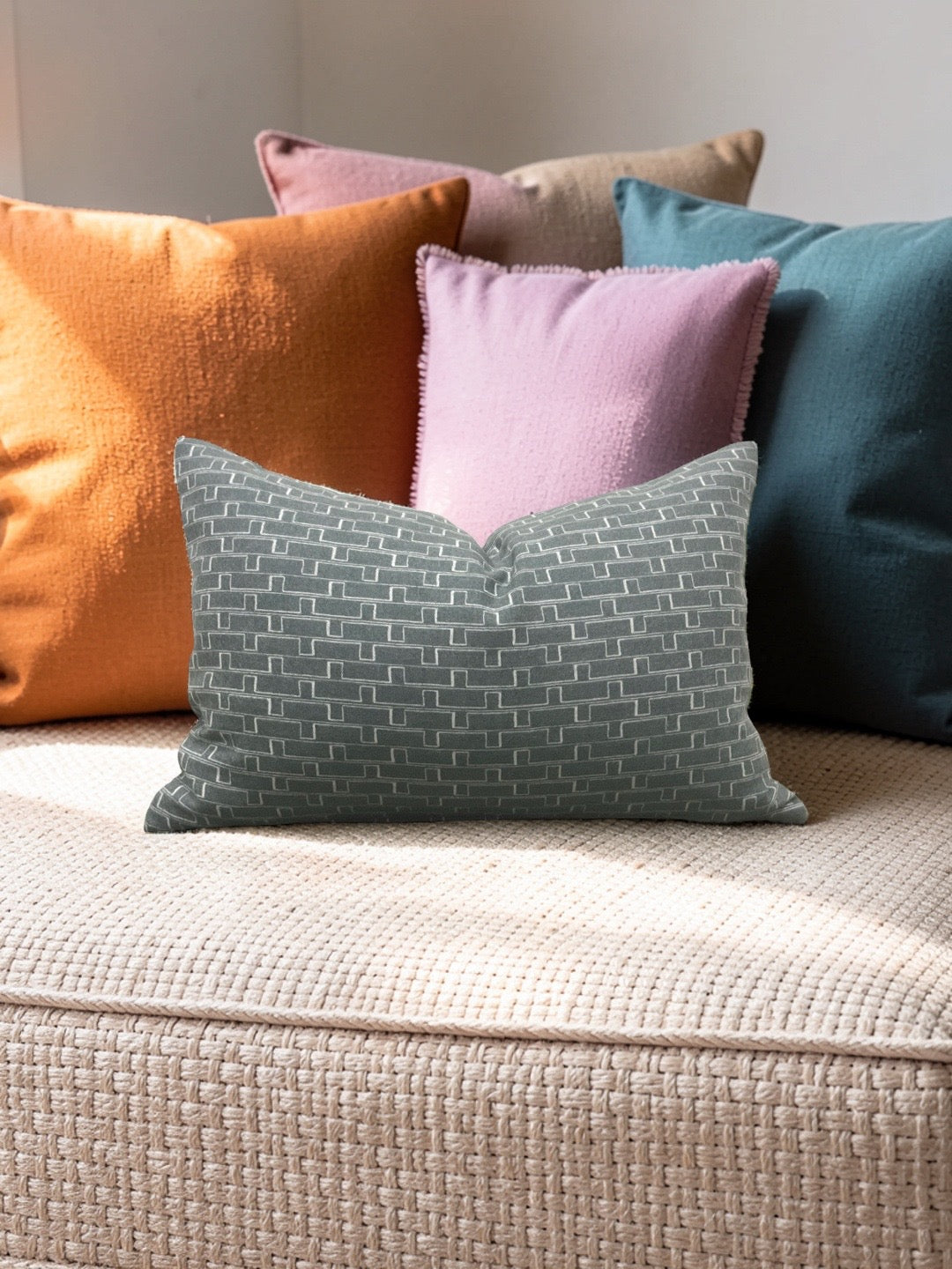 Holland & Sherry Lumbar Pillow Django Coastal 12x18" Knife Edge Cover
