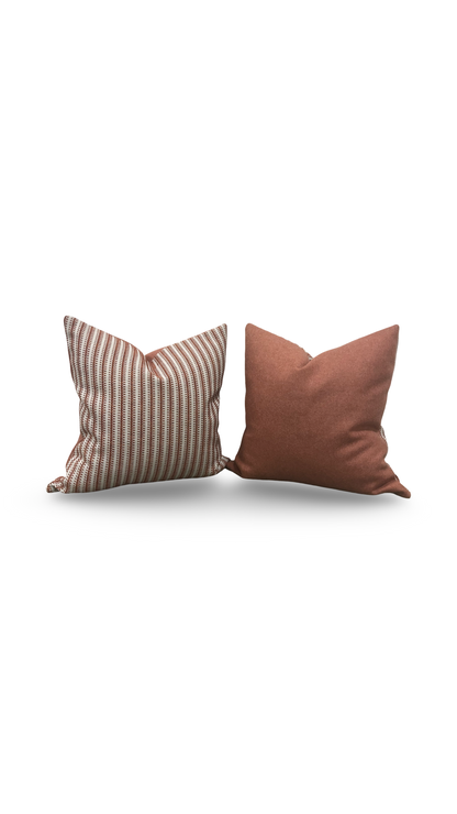 Decorative Pillow Textured Ticking Baked Earth 20x20" Knife Edge Cover
