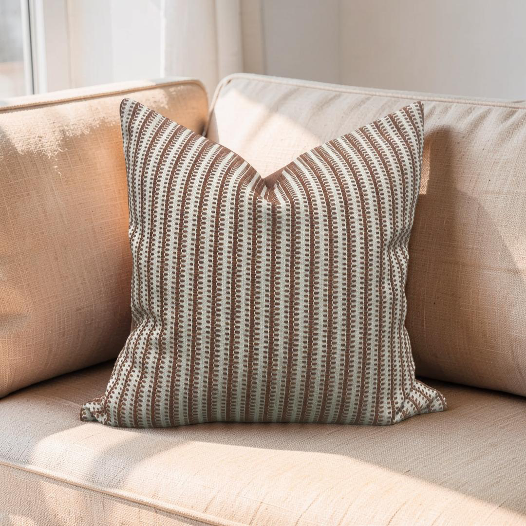 Decorative Pillow Textured Ticking Baked Earth 20x20" Knife Edge Cover