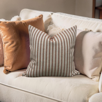Decorative Pillow Textured Ticking Baked Earth 20x20" Knife Edge Cover